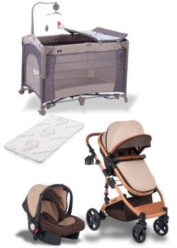 Avantaj Bebek Seti / Joell Truva Bebek Arabası / Puset / Anne Yanı Park Beşik / Bambo Beşik Yatağı