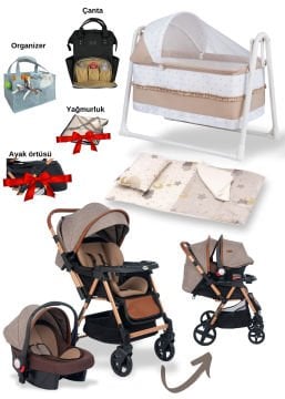 Avantaj Bebek Seti /Joell Trendy Bebek Arabası/Beşik/Puset/Çanta/Keçe Organizer/Yorgan/Yastık/Çarşaf