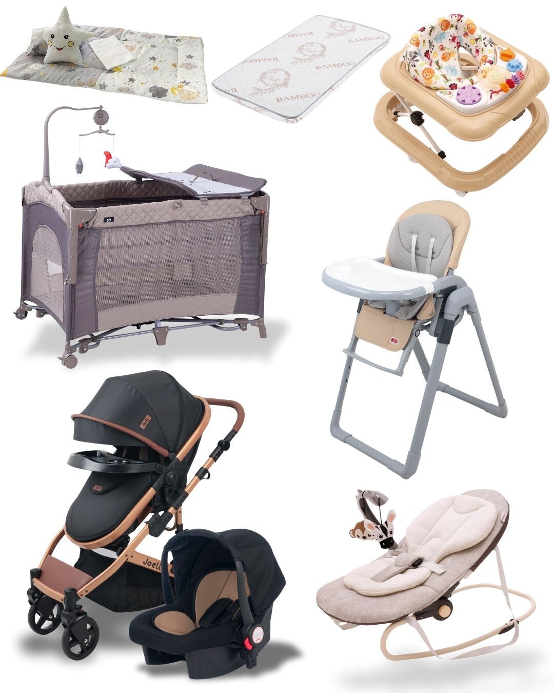 Plus Bebek Seti / Joell Plus Travel Sistem Bebek Arabası / Sunny Oslo Anne Yanı Park Beşik / Ana Kucağı +