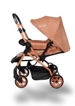 Miracool Olympus Çift Yönlü Bebek Arabası / Yağmurluk Hediye Gold Kahve