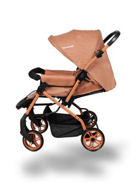 Miracool Olympus Çift Yönlü Bebek Arabası / Yağmurluk Hediye Gold Kahve
