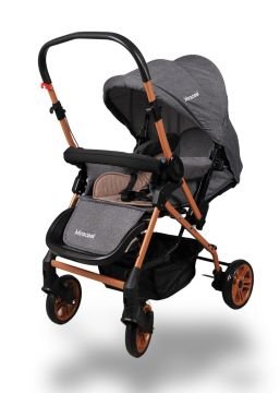 Miracool Olympus Çift Yönlü Bebek Arabası / Yağmurluk Hediye gold antrasit