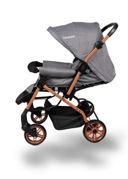 Miracool Olympus Çift Yönlü Bebek Arabası / Yağmurluk Hediye gold gri