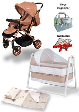 7'li Bebek Seti / Olympus Bebek Arabası / Star Beşik / Keçe Organizer/Yastık/Yorgan/Çarşaf/Yağmurluk