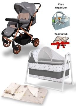 7'li Bebek Seti / Olympus Bebek Arabası / Star Beşik / Keçe Organizer/Yastık/Yorgan/Çarşaf/Yağmurluk
