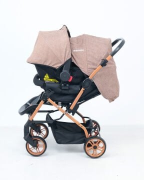 Doğum Hazırlık Seti / Bebek Arabası / Puset / Beşik / Yatak / Çanta / Uyku Seti Gold Kahve