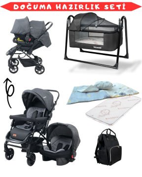 Doğum Hazırlık Seti / Bebek Arabası / Puset / Beşik / Yatak / Çanta / Uyku Seti siyah-siyah