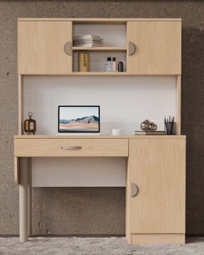 Ladin Kitaplıklı Çalışma Masası / Komple MDF