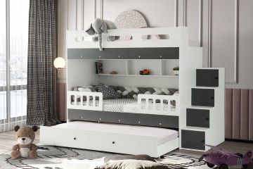 Berlin Ranza / 3 Yatak Bölümü / Beyaz-Antrasit / Komple MDF
