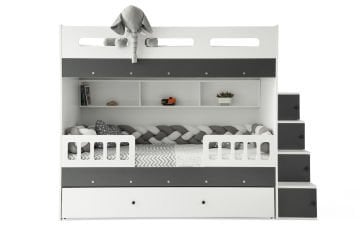 Berlin Ranza 3 Yataklı / Beyaz-Antrasit / %100 MDF