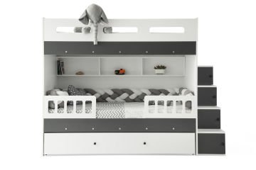 Berlin Ranza / 3 Yatak Bölümü / Beyaz-Antrasit / Komple MDF