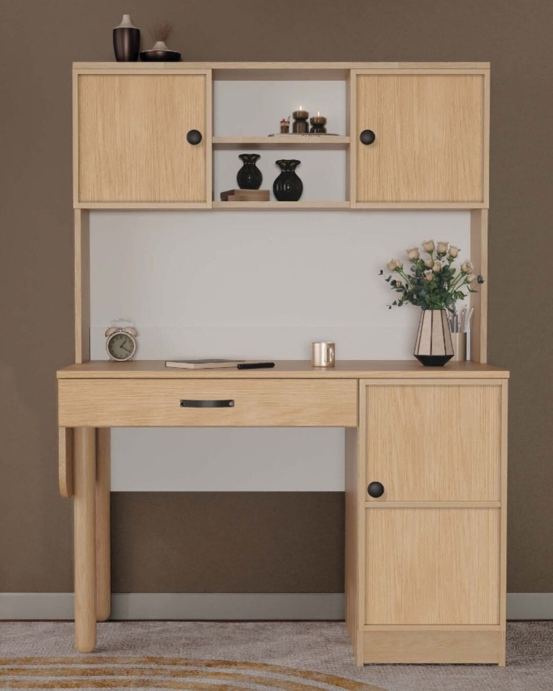 Meşe Kitaplıklı Çalışma Masası / Komple MDF