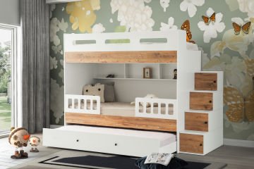 Berlin Ranza 3 Yataklı / Beyaz-Atlantik Çam / %100 MDF