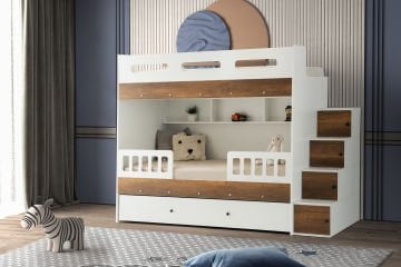 Berlin Ranza 3 Yataklı / Beyaz-Barok / %100 MDF