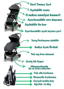 Joell Cabin Travel Sistem Bebek Arabası / Tek Elle Otomatik Katlanır