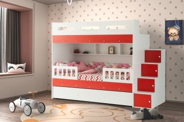 Berlin Ranza 3 Yataklı / Beyaz-Kırmızı / %100 MDF