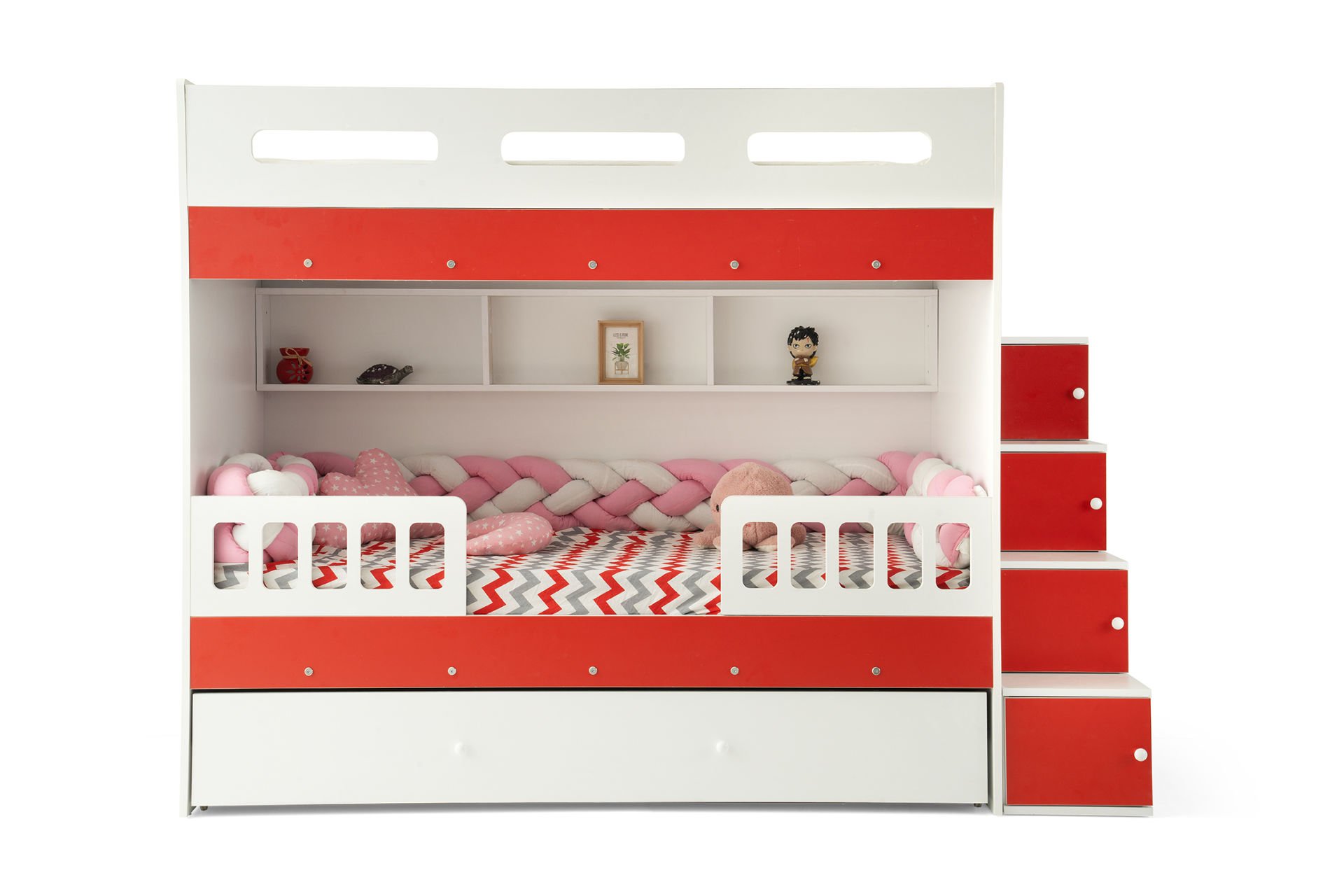 Berlin Ranza 3 Yataklı / Beyaz-Kırmızı / %100 MDF