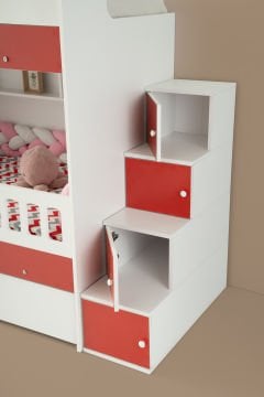 Berlin Ranza 3 Yataklı / Beyaz-Kırmızı / %100 MDF