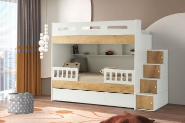 Berlin Ranza 3 Yataklı / Beyaz-Lefkas / %100 MDF