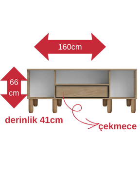 Meşe Tv Ünitesi / Tv Sehpası / Komple MDF