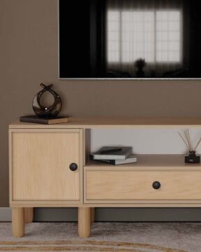 Meşe Tv Ünitesi / Tv Sehpası / Komple MDF