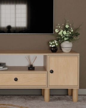 Meşe Tv Ünitesi / Tv Sehpası / Komple MDF