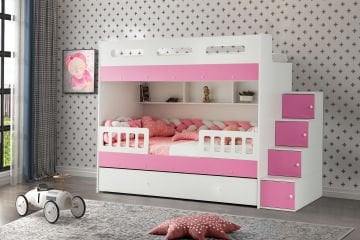 Berlin Ranza 3 Yataklı / Beyaz-Pembe / %100 MDF