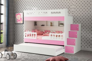 Berlin Ranza / 3 Yatak Bölümü / Beyaz-Pembe / Komple MDF