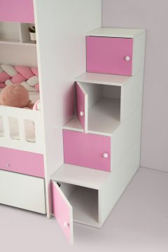 Berlin Ranza / 3 Yatak Bölümü / Beyaz-Pembe / Komple MDF