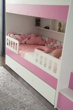 Berlin Ranza 3 Yataklı / Beyaz-Pembe / %100 MDF