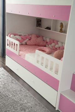 Berlin Ranza / 3 Yatak Bölümü / Beyaz-Pembe / Komple MDF