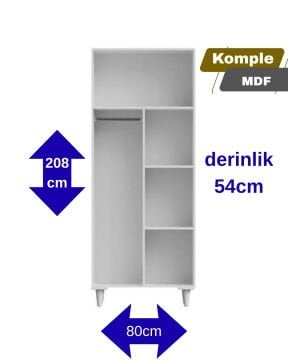 Nilüfer 2 Kapaklı Gardırop / Çok Amaçlı Dolap / Komple MDF