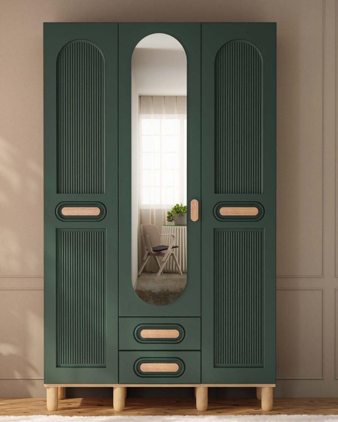 Begonya 3 Kapaklı Gardrop / Dolap / Komple MDF