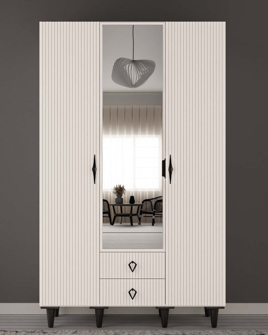 Lale 3 Kapaklı Gardrop / Dolap / Komple MDF