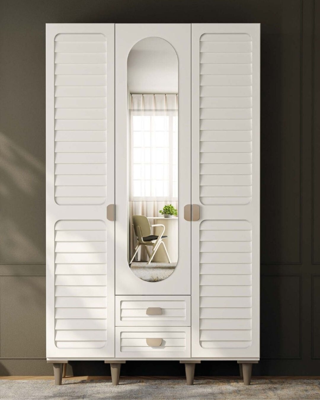 Lavanta 3 Kapaklı Gardrop / Dolap / Komple MDF