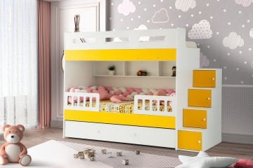Berlin Ranza 3 Yataklı / Beyaz-Sarı / %100 MDF