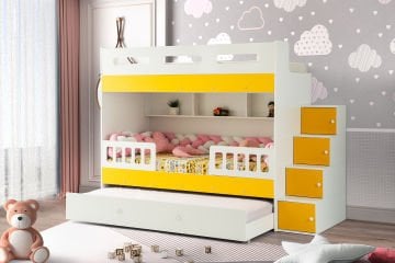 Berlin Ranza 3 Yataklı / Beyaz-Sarı / %100 MDF