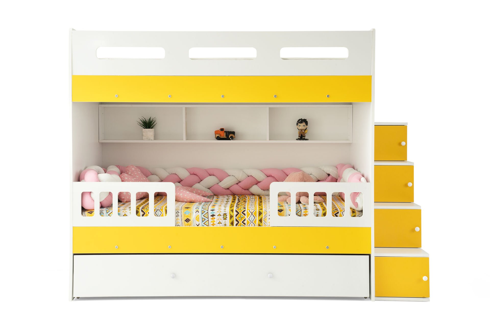 Berlin Ranza 3 Yataklı / Beyaz-Sarı / %100 MDF