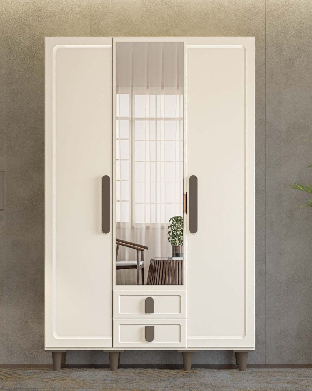 Manolya 3 Kapaklı Gardrop / Dolap / Komple MDF