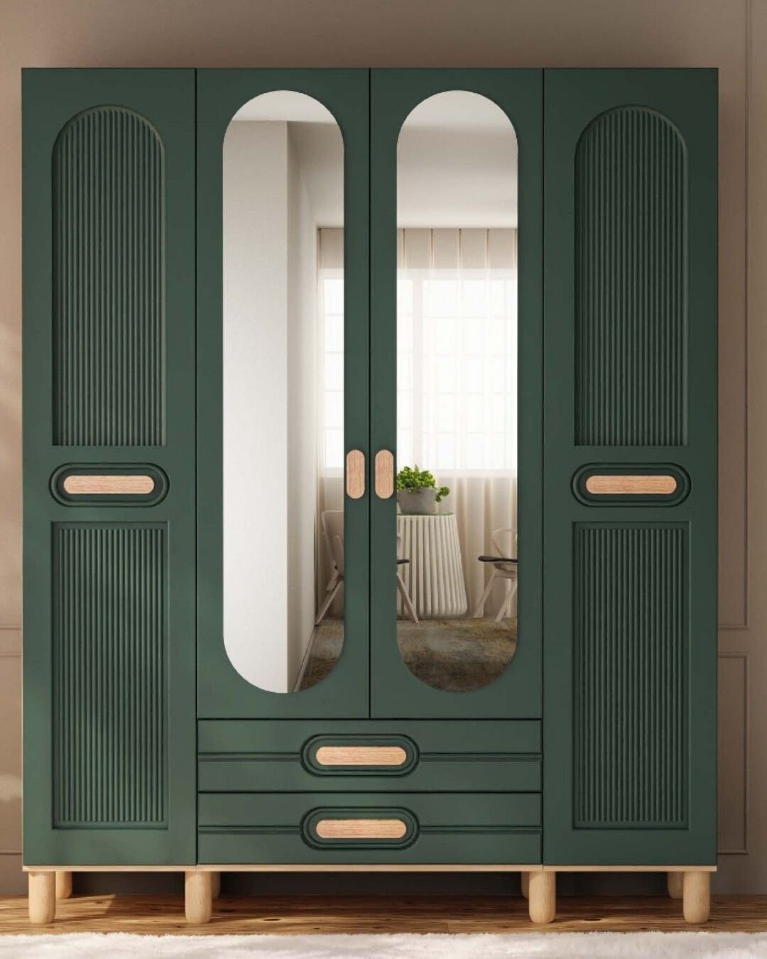 Begonya 4 Kapaklı Gardrop / Dolap / Komple MDF