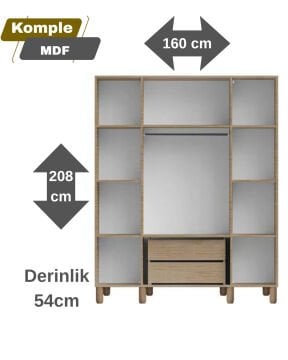 Begonya 4 Kapaklı Gardrop / Dolap / Komple MDF