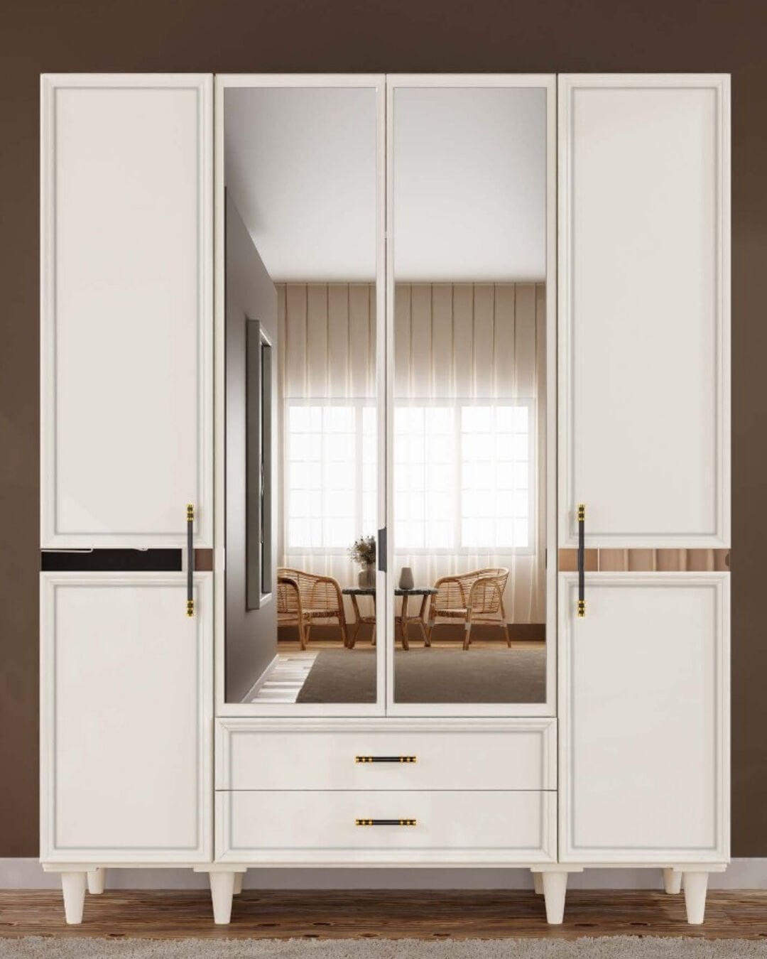 Kardelen 4 Kapaklı Gardrop / Dolap / Komple MDF