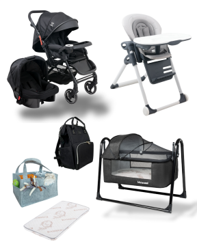 Miracool Kampanya Bebek Seti/Elit Bebek Arabası/Puset/Beşik/Prolux Mama Sandalyesi/Yatak/Çanta/Keçe Organizer