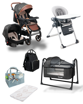 Miracool Kampanya Bebek Seti/Elit Bebek Arabası/Puset/Beşik/Prolux Mama Sandalyesi/Yatak/Çanta/Keçe Organizer