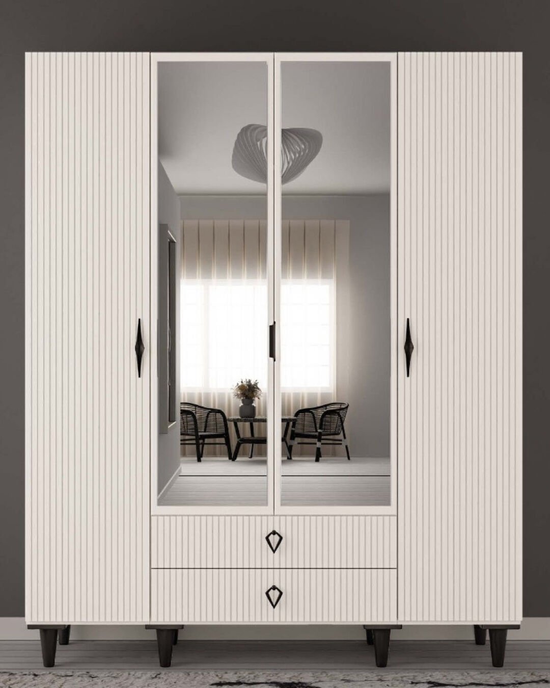 Lale 4 Kapaklı Gardrop / Dolap / Komple MDF