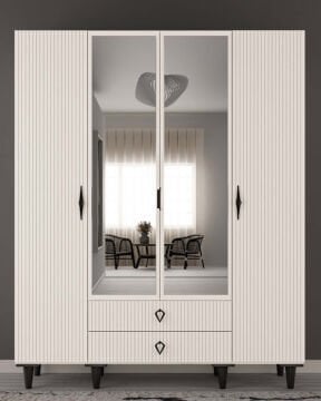 Lale 4 Kapaklı Gardrop / Dolap / Komple MDF