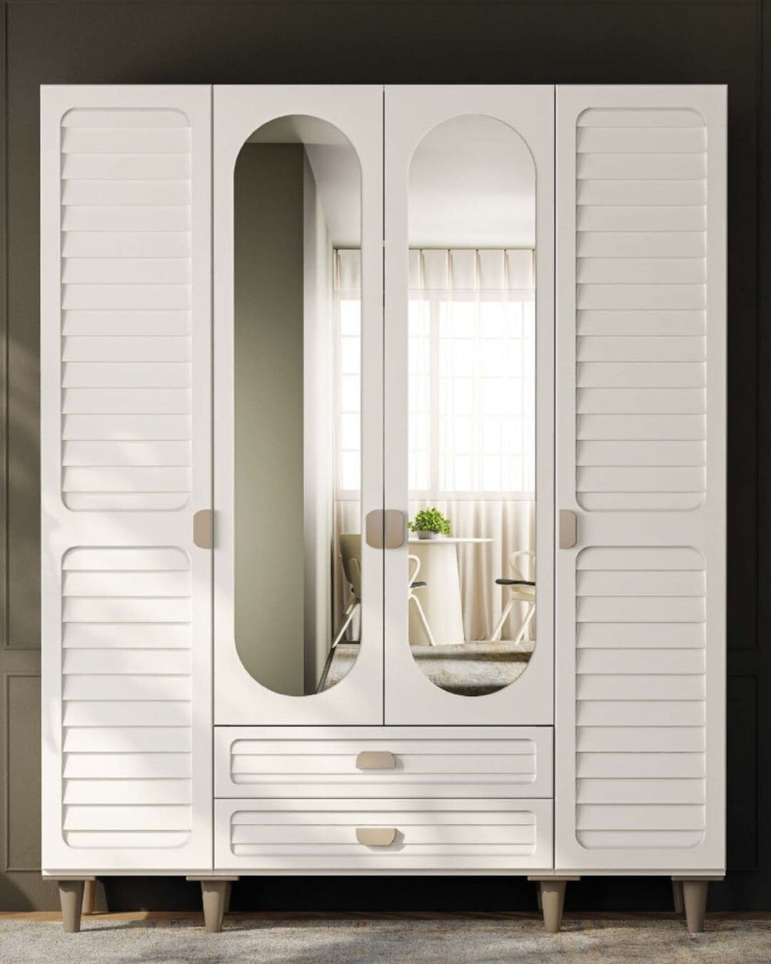 Lavanta 4 Kapaklı Gardrop / Dolap / Komple MDF