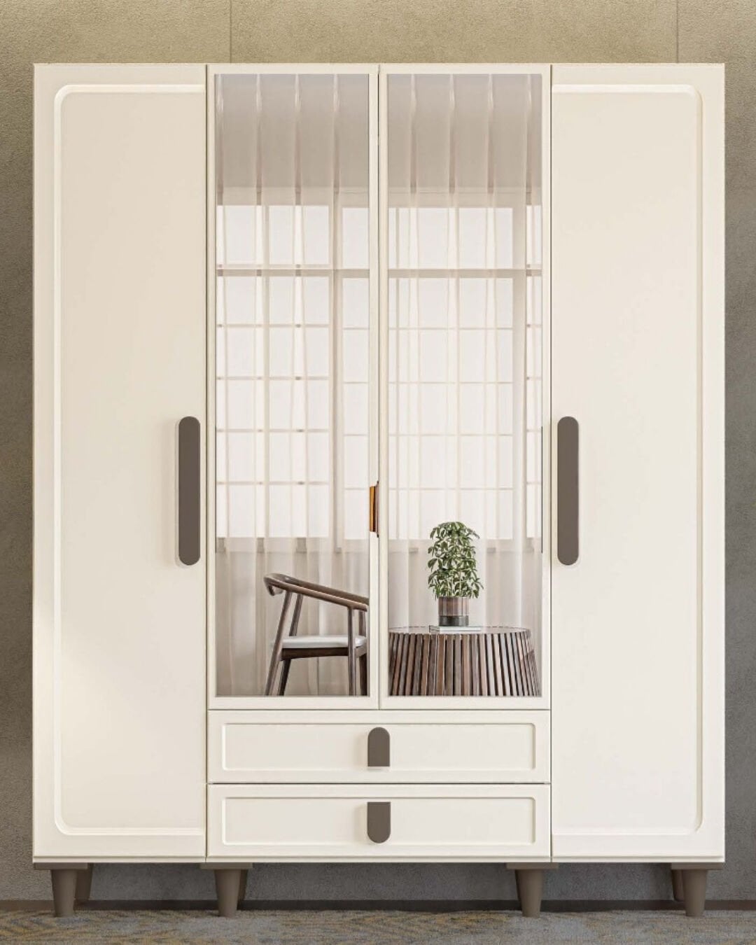Manolya 4 Kapaklı Gardrop / Dolap / Komple MDF
