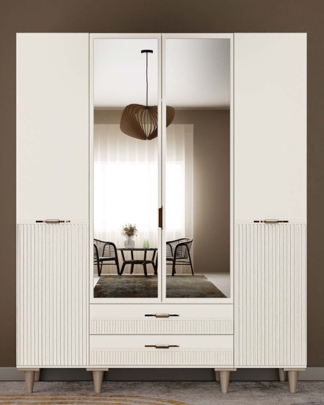 Menekşe 4 Kapaklı Gardrop / Dolap / Komple MDF