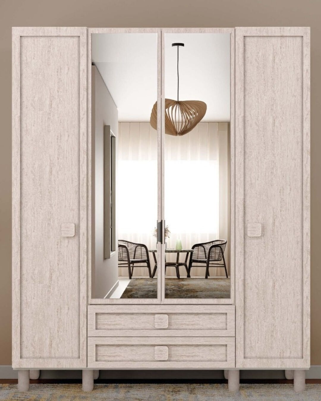 Nilüfer 4 Kapaklı Gardrop / Dolap / Komple MDF